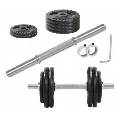 KAWMET HANTLA ŻELIWNA 15KG, gryfik+obciążenie zestaw 15kg
