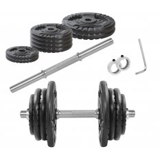 KAWMET HANTLA ŻELIWNA 25KG, gryfik+obciążenie zestaw 25kg