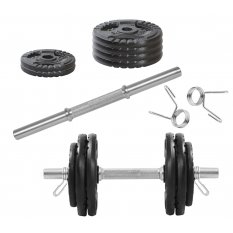 KAWMET HANTLA ŻELIWNA 15KG, gryfik+obciążenie zestaw 15kg