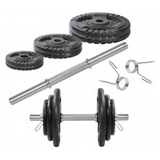 KAWMET HANTLA ŻELIWNA 20KG, gryfik+obciążenie zestaw 20kg