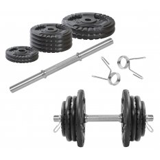 KAWMET HANTLA ŻELIWNA 25KG, gryfik+obciążenie zestaw 25kg