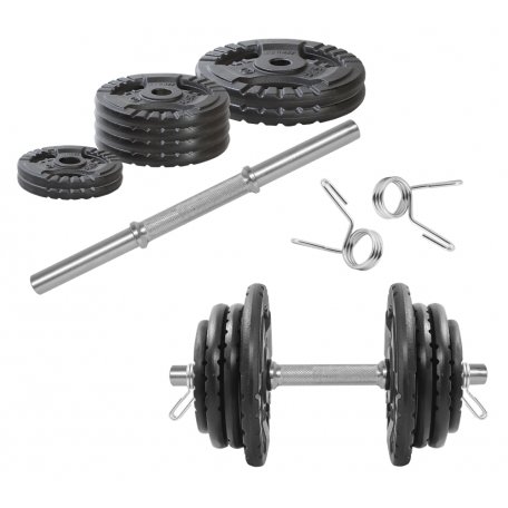 KAWMET HANTLA ŻELIWNA 25KG, gryfik+obciążenie zestaw 25kg