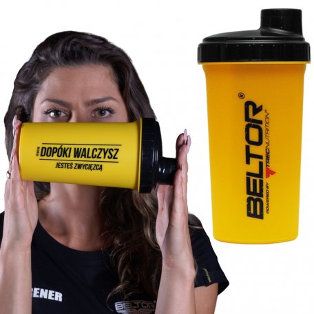 Beltor Shaker 700ml Żółty Czarny "Dopóki walczysz jesteś zwycięzcą"