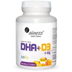 Aliness Omega DHA 300mg z alg + D3 2000IU x 60 caps