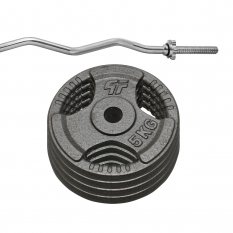 PF Zestaw obciążenie żeliwne 26kg (4x5kg) 29mm + Gryf łamany