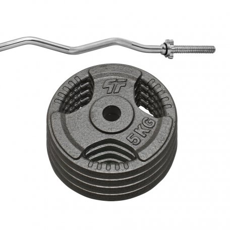 PF Zestaw obciążenie żeliwne 26kg (4x5kg) 29mm + Gryf łamany