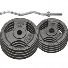 PF Zestaw obciążenie żeliwne 36kg (4x5kg, 4x2,5kg) 29mm + Gryf łamany