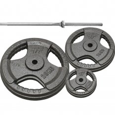 PF Zestaw obciążenie żeliwne 80kg (2x20, 2x10, 2x5kg) 29mm + gryf prosty 180cm