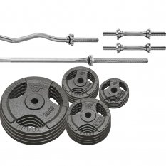 PF Zestaw obciążenie żeliwne 96kg (4x10, 4x5kg, 4x2,5kg, 4x1,25kg) 29mm + 4 gryfy