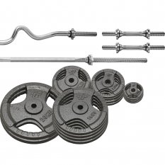 PF Zestaw obciążenie żeliwne 135kg (2x20, 4x10, 4x5kg, 4x2,5kg, 4x1,25kg) 29mm + 4 gryfy