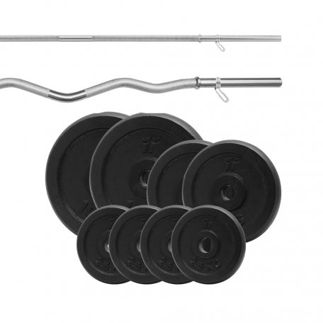 PF Zestaw 56kg obciążenie żeliwne + 2 gryfy