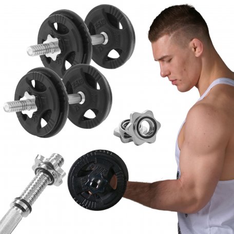 HRD Regulowane hantle żeliwne 2x 10kg + zaciski