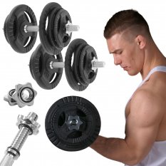 HRD Regulowane hantle żeliwne 2x 20kg + zaciski