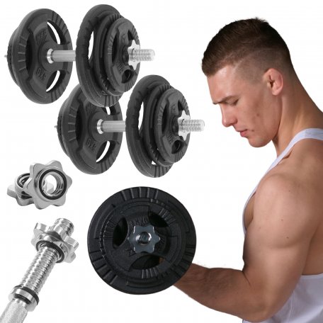 HRD Regulowane hantle żeliwne 2x 20kg + zaciski