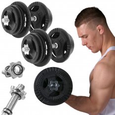 HRD Regulowane hantle żeliwne 2x 25kg + zaciski