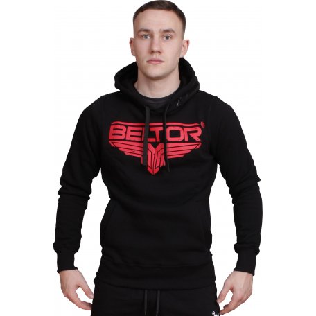Beltor Bluza Męska z Kapturem Hoodie Red Logo Black