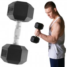 Hantla żeliwna treningowa HEX gumowana 14kg HRD