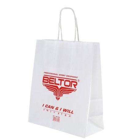 Beltor Papierowa torba na zakupy nagrody z uchwytem biała 180x80x210mm XS