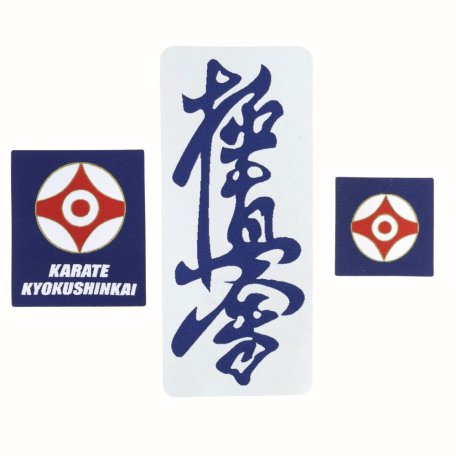 Beltor Zestaw 3 naszywek do naprasowania karate Kyokushinkai KANJI KANKU
