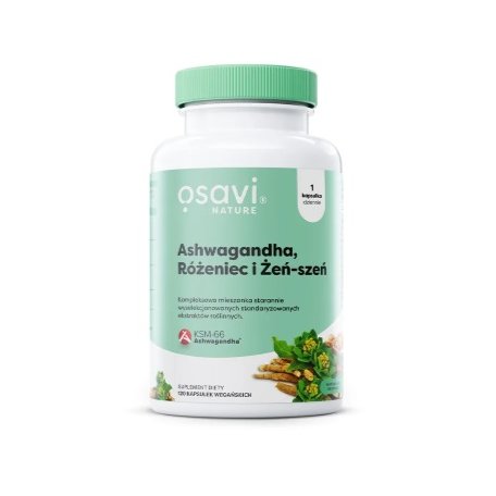 Osavi Ashwagandha + Różeniec i Żeń-szeń - 120 vegan capsules