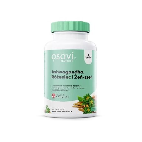 Osavi Ashwagandha + Różeniec i Żeń-szeń - 60 vegan capsules
