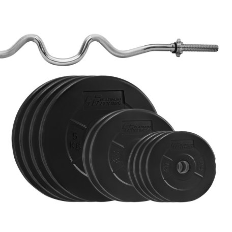 Platinum Fitness Zestaw 36kg obciążenie bitumiczne (4X5, 4X2,5) + gryf łamany
