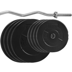 Platinum Fitness Zestaw 36kg obciążenie bitumiczne (4X5, 4X2,5) + gryf łamany