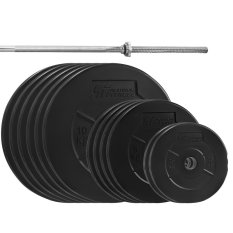Platinum Fitness Zestaw 95kg obciążenie bitumiczne + gryf prosty 180cm