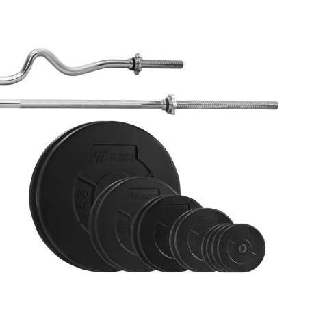 Platinum Fitness Zestaw 96kg obciążenie bitumiczne + 2 gryfy