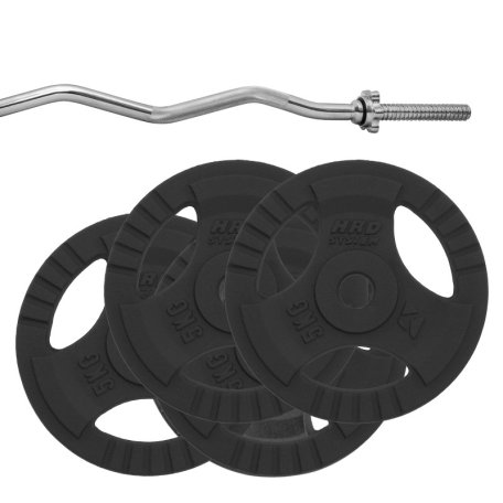 HRD System Zestaw 20 kg obciążenie żeliwne 29mm + Gryf łamany