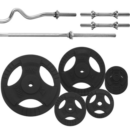 HRD System Zestaw 80 kg Obciążenie Żeliwne 29mm + 4x Gryf