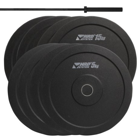 HRD System ZESTAW 120KG OBCIĄŻENIE OLIMPIJSKIE BUMPER + GRYF