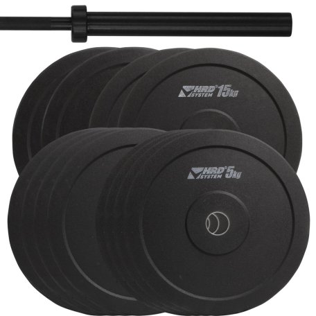 HRD System ZESTAW 150KG OBCIĄŻENIE OLIMPIJSKIE BUMPER + GRYF