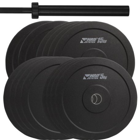 HRD System ZESTAW 180KG OBCIĄŻENIE OLIMPIJSKIE BUMPER + GRYF