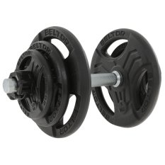 Regulowana hantla żeliwna 20kg + zaciski szczękowe czarne - Beltor