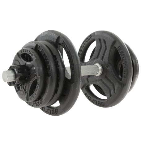 Beltor Regulowana hantla żeliwna 25kg + zaciski szczękowe czarne