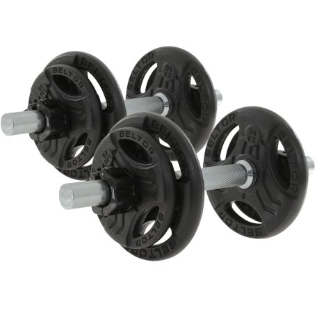 Beltor Regulowane hantle żeliwne 2x10kg + zaciski szczękowe czarne