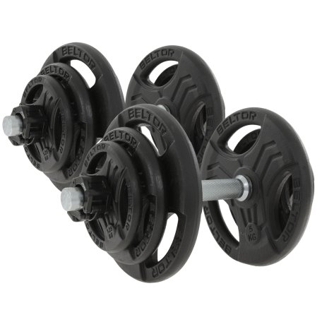 Beltor Regulowane hantle żeliwne 2x20kg + zaciski szczękowe czarne