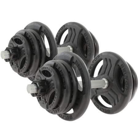 Beltor Regulowane hantle żeliwne 2x25kg + zaciski szczękowe czarne