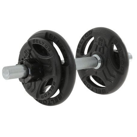 Beltor Regulowana hantla żeliwna 10kg + zaciski szczękowe czarne