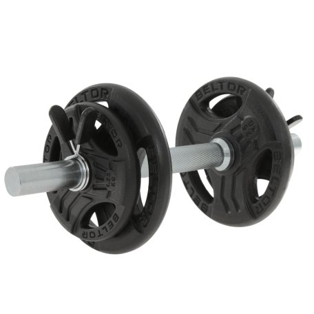 Regulowana hantla żeliwna 10kg + zaciski motylkowe czarne - Beltor