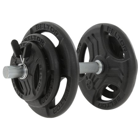 Beltor Regulowana hantla żeliwna 20kg + zaciski motylkowe czarne