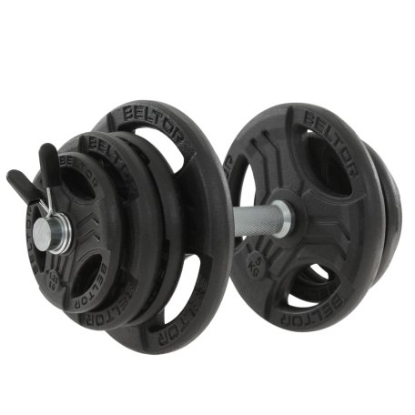 Beltor Regulowana hantla żeliwna 25kg + zaciski motylkowe czarne