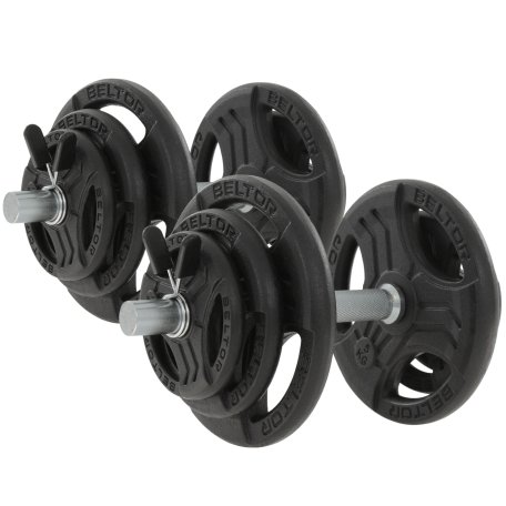 Beltor Regulowane hantle żeliwne 2x20kg + zaciski motylkowe czarne