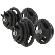 Beltor Regulowane hantle żeliwne 2x25kg + zaciski motylkowe czarne