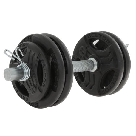 Regulowana hantla żeliwna 15kg + zaciski sprężynowe - Beltor