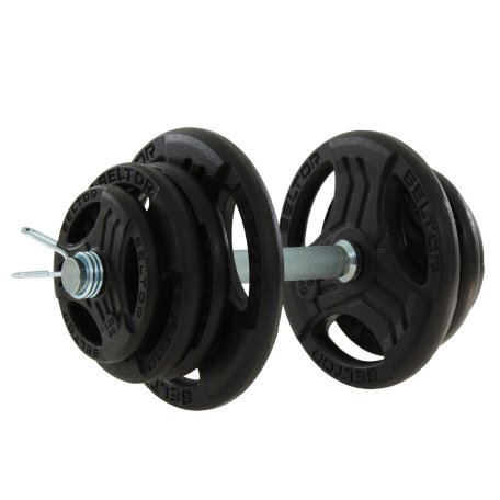 Regulowana hantla żeliwna 25kg + zaciski sprężynowe - Beltor