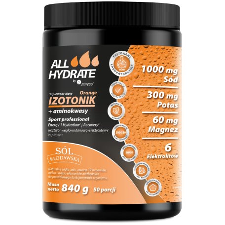 ALLHydrate Izotonik Orange+aminokwasy 840g 50 porcji