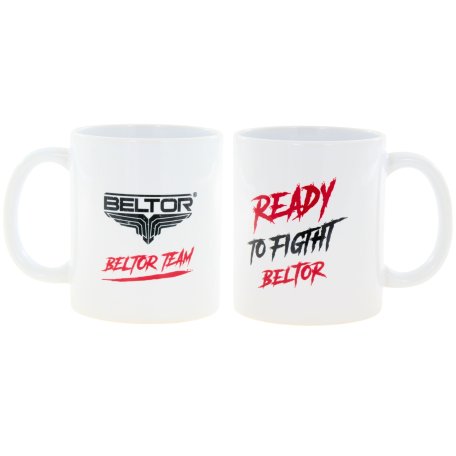 KUBEK BELTOR TEAM READY TO FIGHT LOGO BIAŁY PREZENT - Beltor