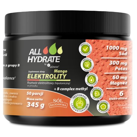 ALLHydrate Elektrolity Mango + B complex methyl 345g 50 porcji
